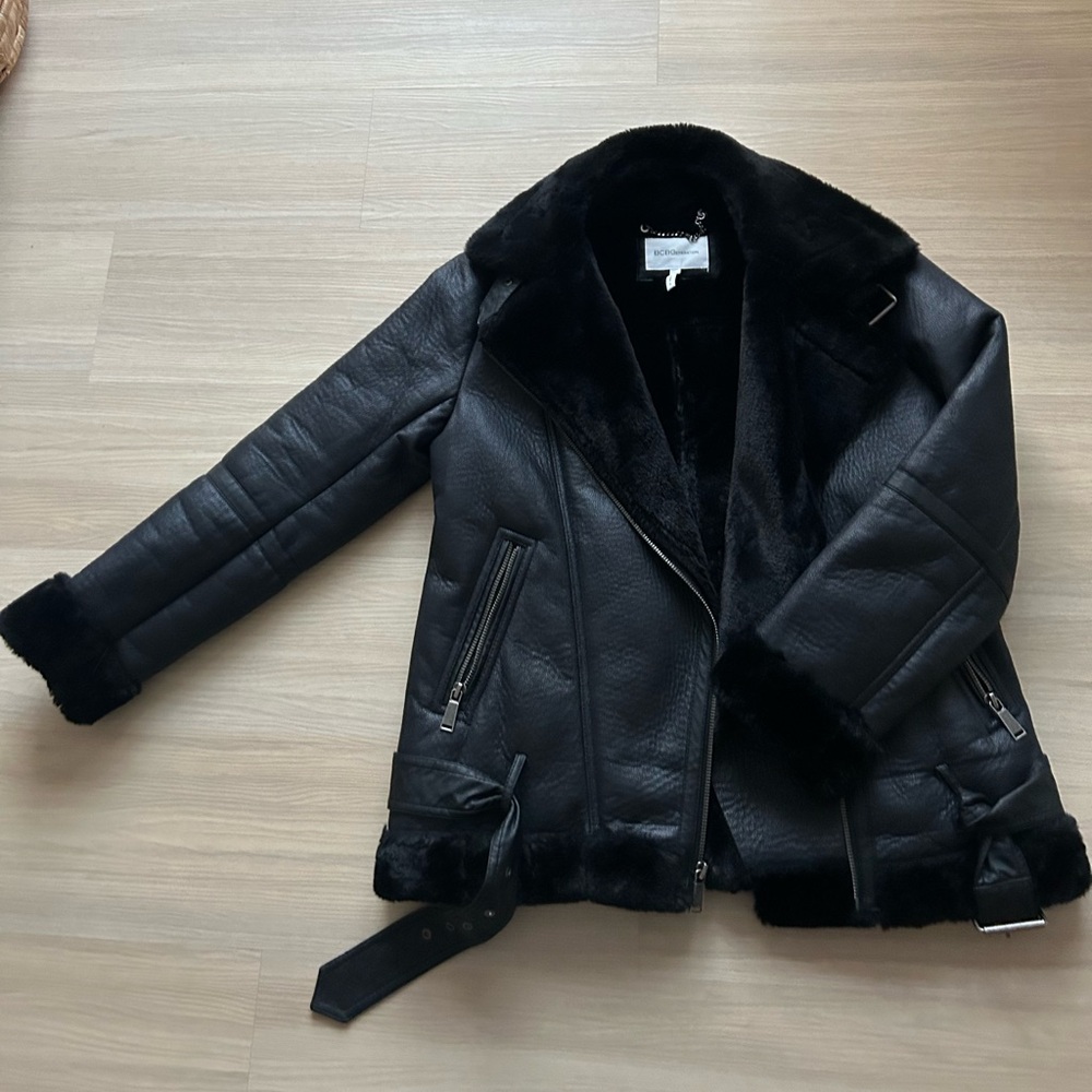BCBG Faux Shearling Coat